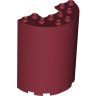 Lego Cylinder Half 3 x 6 x 6 with 1 x 2 Cutout / Dark Red