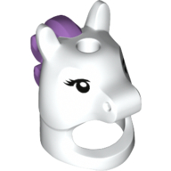 Lego Costume / Mask, Horse with Hole in Top and Mane Medium Lavender, and Black Eyelashes Print (Unicorn Girl) / White