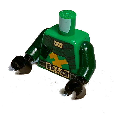 Lego Torso Robes, Dark Green Armour, Light Bluish Gray and Gold Utility Belt Print, Dark Green Arms, Black Hands / Green