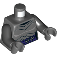 Lego Torso Armor with Dark Purple Belt with Gray Clasp Print, Black Arms, Dark Bluish Gray Hands
