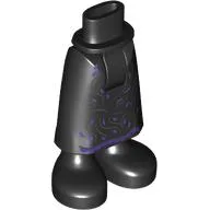 Minidoll Hips and Skirt with Ankles with Silver/Dark Purple Decorations Print / Black