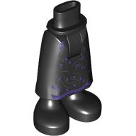 Lego Minidoll Hips and Skirt with Ankles with Silver/Dark Purple Decorations print / Black