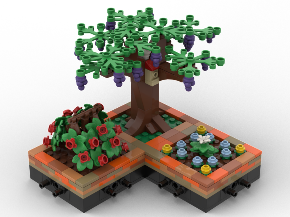 Lego Modular Park/Garden - pole bean, Wisteria tree and flower arrangement