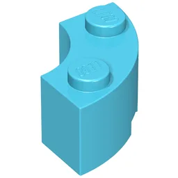 Brick Round Corner 2 x 2 Macaroni with Stud Notch / Maersk Blue