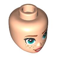 Lego Minidoll Head, Nougat Eyebrows, Dark Turquoise Eyes, Coral Lips, Freckles / Light Nougat