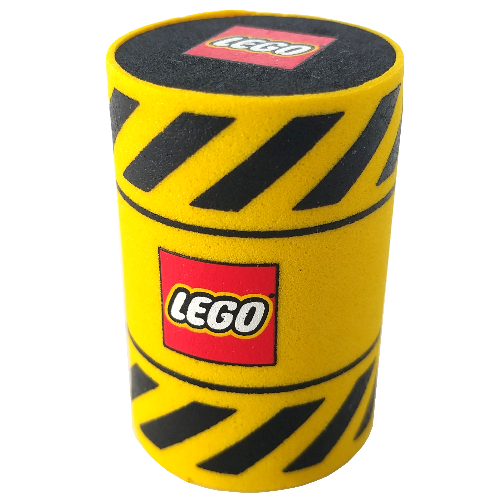 Lego Barrel with Black Warning Stripes and Lego Logo / Yellow