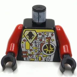Torso, UFO Circuitry with Red Lever Print, Red Arms, Black Hands