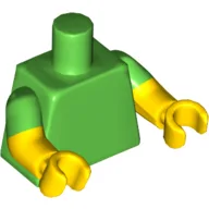 Torso, Dual Molded Arms, Bright Green Sleeves Pattern, Yellow Arms and Hands / Bright Green