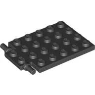 Plate Special 4 x 6 with Trap Door Hinge [Long Pins] / Black