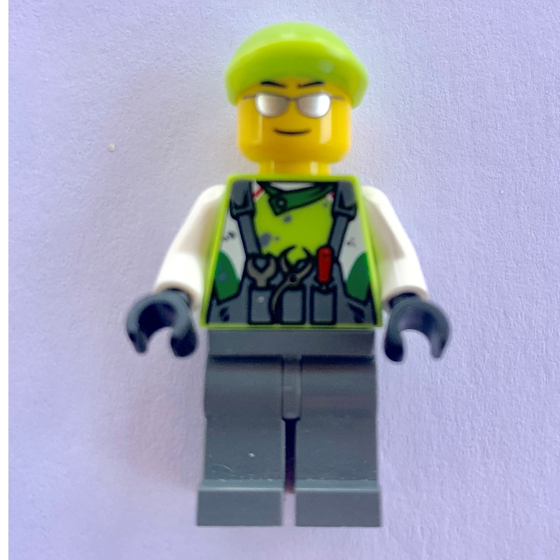 Lego Crew Member Lime Torso, Dark Bluish Grey Legs 1