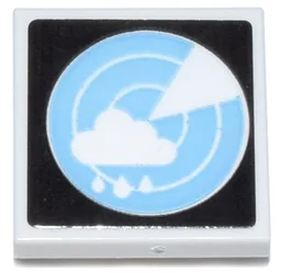 Tile, Modified 2 x 2 Inverted with Bright Light Blue and White Sonar Readout on Black Background Pattern (Sticker) - Set 910040