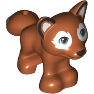 Lego Animal, Fox with White Fur Around Eyes and White Ears Print / Dark Orange