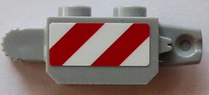 Lego Hinge Brick 1 x 2 Locking with Red and White Danger Stripes Pattern on Both Sides (Stickers) - Set 60073