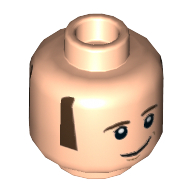 Lego Minifig Head Howard Wolowitz, Brown Sideburns, Lopsided Smile, Open Smile Print / Light Nougat