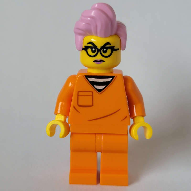 Lego Criminal, Orange Suit, Bright Pink Hair