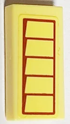 Tile 1 x 2 with Dark Orange Window Shutter Pattern Model Right Side (Sticker) - Set 40449 / Bright Light Yellow