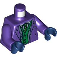 Lego Torso Suit with Green and Sand Blue Vests and Green and Lime Tie Print (Joker), Dark Purple Arms, Dark Blue Hands / Dark Purple