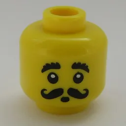 Minifig Head Snake Charmer, Moustache Curly, Bushy Eyebrows, Round Mouth Print [Hollow Stud] / Yellow