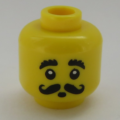 Lego Minifig Head Snake Charmer, Moustache Curly, Bushy Eyebrows, Round Mouth Print [Hollow Stud] / Yellow
