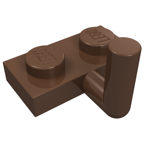 Lego Plate Special 1 x 2 with Bar Up [Horizontal Arm 6mm] / Brown