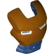 Lego Headwear Accessory Visor Top Hinge with Gold Face Shield and White Eyes, without Outline Print (Iron Legion) / Dark Blue