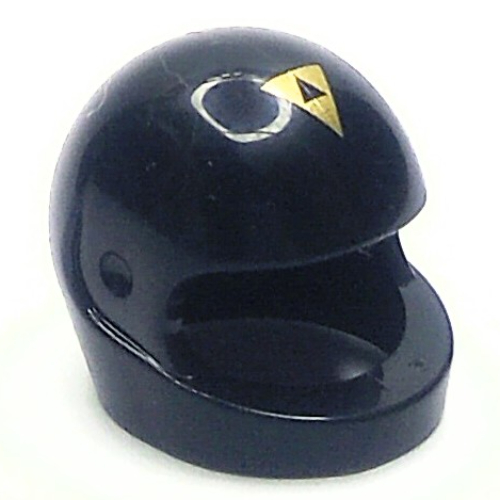 Lego Helmet, Standard with Gold Triangle Blacktron Logo print / Black