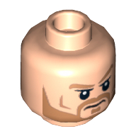 Lego Minifig Head Thor, Light Brown Eyebrows and Beard, Frown / Angry Print [Hollow Stud] / Light Nougat