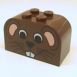 Brick Curved 2 x 4 x 2 Double with Mouse Face Print / Brown