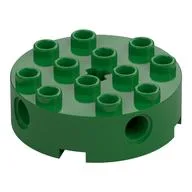 Brick Round 4 x 4 with 4 Side Pin Holes and Center Axle Hole / Green
