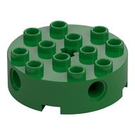Lego Brick Round 4 x 4 with 4 Side Pin Holes and Center Axle Hole / Green