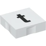 Duplo Tile 2 x 2 with Lowercase 't' Print / White