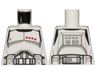 Lego Torso SW Armor Clone Trooper Captain Black Belt and Four Dark Red Stars Pattern