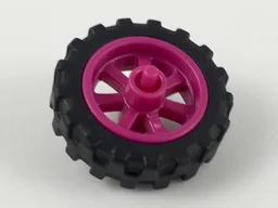 Wheel 15mm D. x 6mm City Motorcycle with Black Tire 21mm D. x 6mm City Motorcycle (50862 / 50861) / Magenta