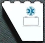 Lego Slope, Inverted 60 4 x 1 x 3 with Dark Turquoise EMT Star of Life and Hatch Outline Pattern Model Right Side (Sticker) - Set 60343