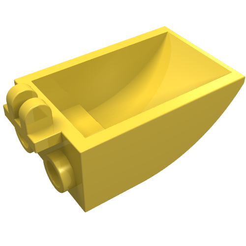 Lego Construction Vehicle Bucket 2 x 3 Curved Bottom, Hollow, with Hinge 2 Fingers / Yellow