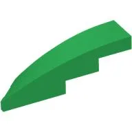 Brick Wedged, Curved 1 x 4 with Stud Notch Right / Green