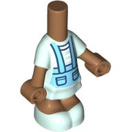 Lego Microdoll Body Short Dress Light Aqua, Medium Azure Overalls Print / Medium Brown