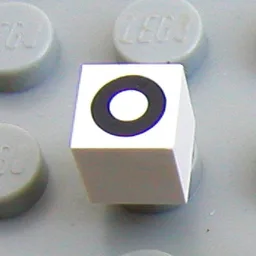 Modulex Tile 1 x 1 with O Print - Black Lining on Top and Sides / Modulex White