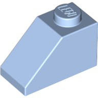Lego Brick Sloped 45° 2 x 1 with Bottom Pin / Bright Light Blue
