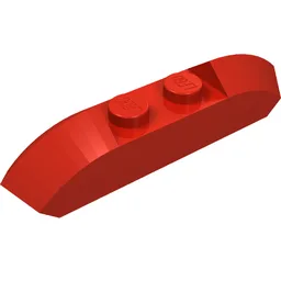 Brick Curved 1 x 4 with Sloped Ends and Two Top Studs / Red