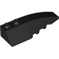 Lego Brick Wedged, Curved 6 x 2 Right, Smooth Inner Walls / Black