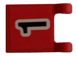 Flag 2 x 2 Square with Flat Edge with Black Number 1 on Red Background Pattern (Sticker) - Sets 3420 / 3425