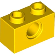 Technic Brick 1 x 2 [1 Pin Hole] / Yellow