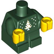 Lego Baby / Toddler Body with Fixed Arms and Yellow Hands with Christmas Tree Print / Dark Green