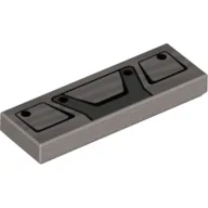 Tile 1 x 3 with Black Truck Grille Frame Pattern / Metallic Silver