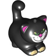Lego Animal, Cat, Chubby with White Face, Tan Toes, Green Eyes, Dark Pink Ears, Nose print / Black