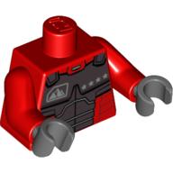 Lego Torso Body Armor with Four Stars Print, Red Arms, Dark Bluish Gray Hands / Red