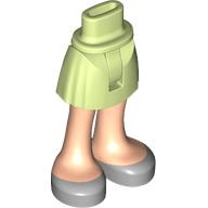 Lego Minidoll Hips and Short Skirt with Light Nougat Legs and Silver Shoes [Thin Hinge] / Yellowish Green