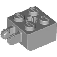 Hinge Brick 2 x 2 Locking with 2 Fingers Vertical and Axle Hole, 9 Teeth / Light Bluish Gray