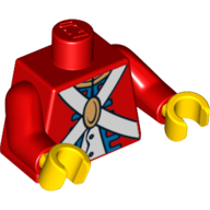 Lego Torso Imperial Soldier Uniform with Knapsack on Back Print, Red Arms, Yellow Hands / Red